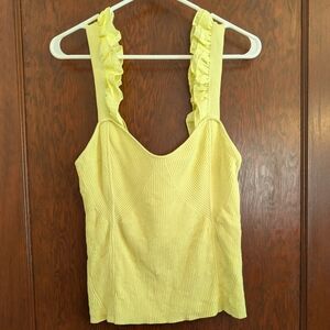 Anthropologie Yellow Ruffle Sleeve Top